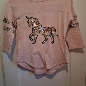 H&M Pink Sequin Unicorn Sweatshirt